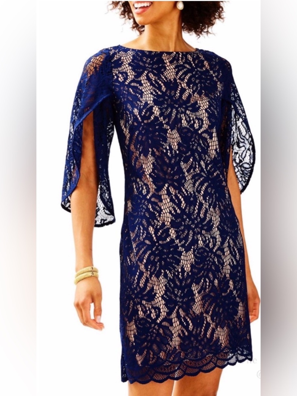 NEW Lilly Pulitzer Bellmont Paradise found Lace Dress in true navy size small